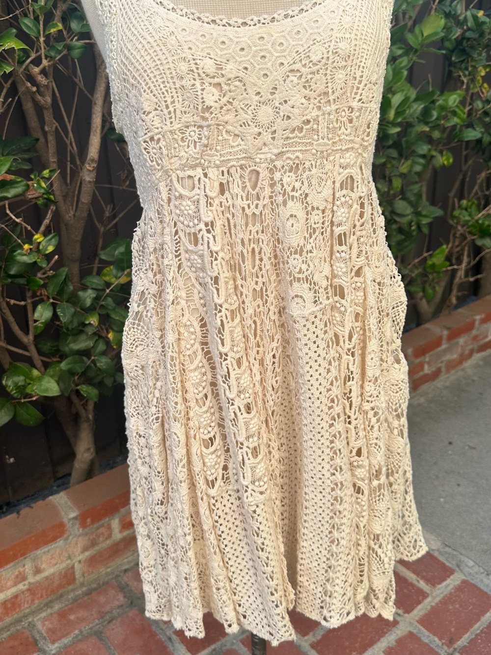 Free People Beige Crochet High-Low Dress - Picture 2 of 16